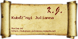 Kubányi Julianna névjegykártya
